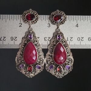 Nicky Butler RAJ LIMITED EDITION Earrings 925 Sterling Silver Ruby Garnet NB ❤️